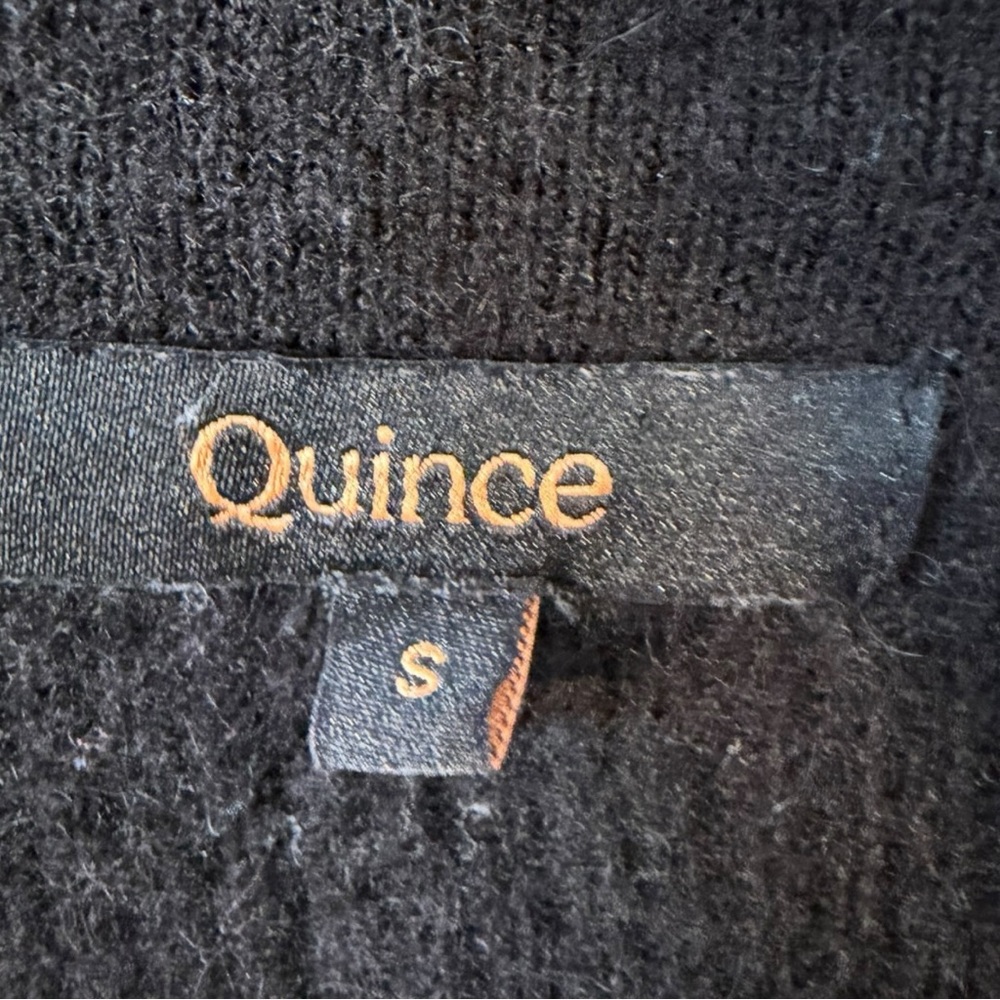 Quince Baby Alpaca Wool Crewneck Sweater Black Semi-Cropped Ribbed Small - Picture 5 of 5